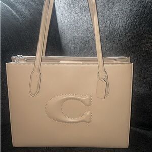 Coach Beige Leather Nina Tote Bag
